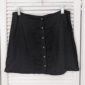 Black cotton mini skirt